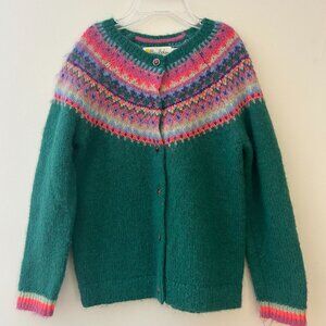 Mini Boden Green Fair Isle Yoke Cardigan 4-5T 110cm - NEVER WORN